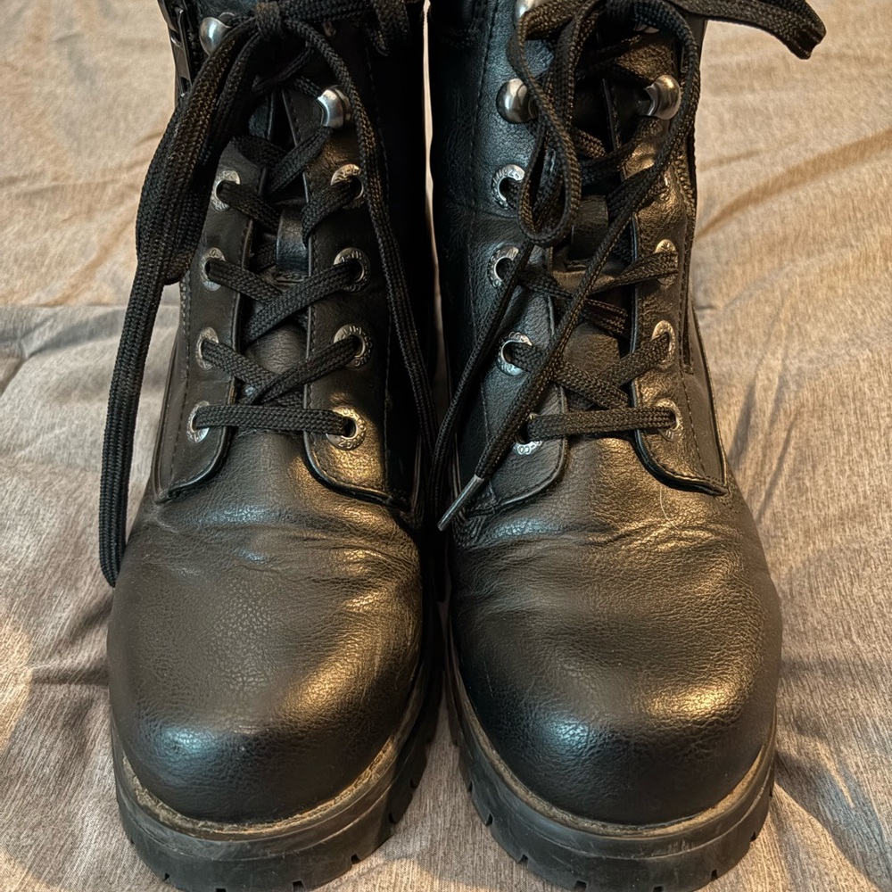 Lugz Black Combat Moto Boots with Durable Sole